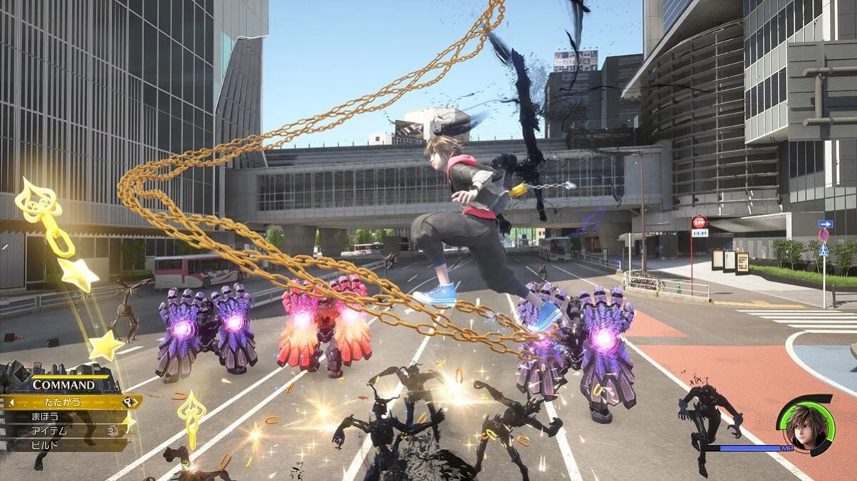 sora di kingdom hearts che combatte con il keyblade