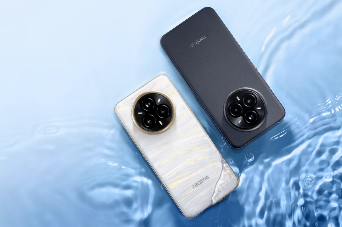 immagine che raffigura la colorazione grigia e bianco perla dei nuovi realme 14 pro plus