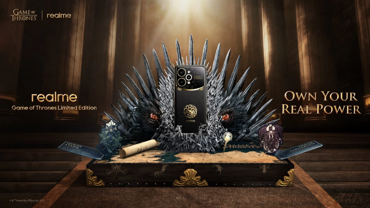 immagine che raffigura il nuovo realme 15 pro game of thrones edition sora il trono di spade